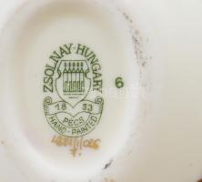 Zsolnay pillangó mintás tojás bonbonier, kézzel festett, jelzett, hibátlan, 11x8,5x8,5 cm