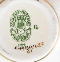 Zsolnay pillangó mintás váza, jelzéssel, hibátlan, m: 7 cm