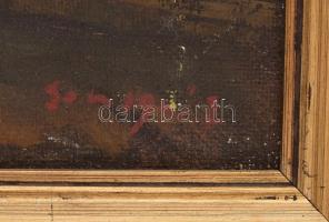 Somogyi János (angyalföldi) (1928-2010): Alföld. Olajtempera, farost, jelzett. Hátoldalán autográf f...