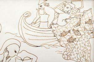 Luzsicza Lajos Árpád (1949- ): Sikoly. Tus, papír, jelzett, hátoldalán autográf felirattal, üvegezet...