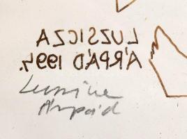 Luzsicza Lajos Árpád (1949- ): Sikoly. Tus, papír, jelzett, hátoldalán autográf felirattal, üvegezet...