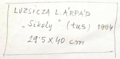 Luzsicza Lajos Árpád (1949- ): Sikoly. Tus, papír, jelzett, hátoldalán autográf felirattal, üvegezet...