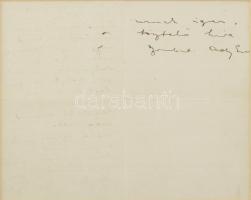 1907 Ady Endre (1877-1919) költő, újságíró, író saját kézzel írt levele Kiss József (1843-1921) A Hé...