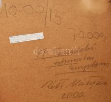 Réti Mátyás (1922-2002): Tiszadobi református templom. Olaj, farost, jelezve jobbra lent, a hátoldal...