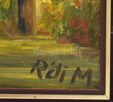 Réti Mátyás (1922-2002): Tiszadobi református templom. Olaj, farost, jelezve jobbra lent, a hátoldal...