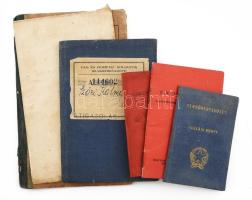 1909-1964 5 db tagsági igazolvány, iskolai értesítő és bizonyítvány, közte Rendőregyesület tagsági könyv