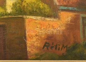 Réti Mátyás (1922-2002): Veszprémi utca. Olaj, farost, jelezve jobbra lent, a hátoldalán autográf fe...