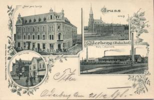 Oderberg with railway-station and factory