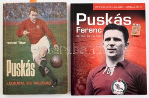 2 db Puskás Ferencről szóló könyv (egy aláírt): Hámori Tibor: Puskás. Legenda és valóság. Bp., 1982, Sportpropaganda. Fekete-fehér fotókkal illusztrált. Kiadói papírkötés, kissé kopottas borítóval. Puskás Ferenc (1927-2006) labdarúgó által aláírt példány! + Bán Tibor - Harmos Zoltán: Puskás Ferenc. Minden idők legjobb futballistái. Bp., 2006, Arena 2000. Kiadói papírkötés, újszerű állapotban.