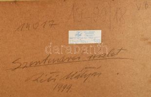 Réti Mátyás (1922-2002): Szentendrei részlet, 1999. Olaj, farost, jelezve jobbra lent, a hátoldalán ...