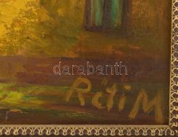 Réti Mátyás (1922-2002): Szentendrei részlet, 1999. Olaj, farost, jelezve jobbra lent, a hátoldalán ...