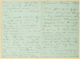 1901 Kaposvár, Rippl-Rónai József (1861-1927) festő- és grafikusművész saját kézzel írt levele, sajá...