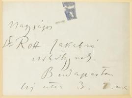 1901 Kaposvár, Rippl-Rónai József (1861-1927) festő- és grafikusművész saját kézzel írt levele, sajá...