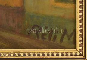 Réti Mátyás (1922-2002): Kis házak. Olaj, farost, jelezve jobbra lent, a hátoldalán autográf felirat...