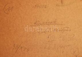 Réti Mátyás (1922-2002): Kis házak. Olaj, farost, jelezve jobbra lent, a hátoldalán autográf felirat...