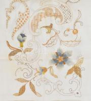 Hímzett terítő, cca 160x40 cm