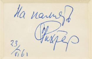 1961 Szvjatoszlav Richter (1915-1995) világhírű szovjet zongoraművész autográf, német nyelvű levele,...