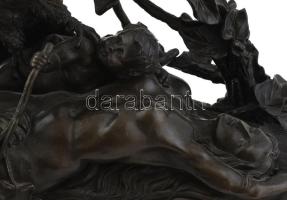 Jean Pierre Masier (1878-1957) francia szobrász: Nő gyermekkel és sassal. Patinázott bronz. Jelezve:...