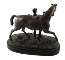 cca 1900-1920 Pierre Jules Mene (1810-1879) után: Vainqueur!!! (Győztes!!!) 1866. Patinázott bronz, ...