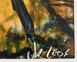 Mezős Béla (1949- ): Erdőszéle (cím nélkül). Akril, karton. Jelzett, a hátoldalon a művész bélyegzőj...