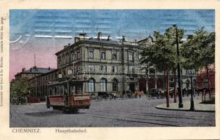 Chemnitz, Hauptbahnhof, Nicolaibahnhof 13 Strassenbahn / railway station, tram, metallic
