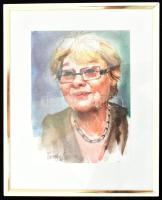 Mezősné Bednárik Mária: Törőcsik Mari portréja. Akvarell, papír. Jelzett, üvegezett keretben, 17x13 ...