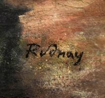 Rudnay jelzéssel: Táj, Olaj, vászon, javított. 28,5x44 cm