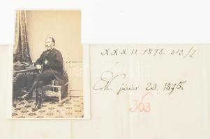 1875 Trefort Ágoston (1817-1888) vallás- és közoktatásügyi miniszter (1872-1888) stencilezéssel máso...