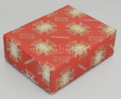 Dúsan csiszolt kristály vörös whiskey pohár, 6 db, original dobozban, hibátlan, m: 9,5 cm