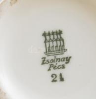 Zsolnay virágmintás ibolyaváza, jelzéssel, minimális kopottsággal, m: 11 cm