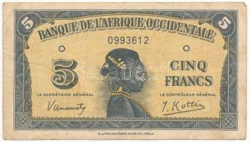 Francia Nyugat-Afrika 1942. 5Fr T:F French West Africa 1942. 5 Francs C:F Krause 28.