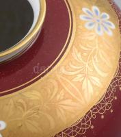 cca 1950 Weimar virágmintás, aranyozott váza, minimális kopással, jelzéssel, m: 14 cm