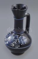 Királykék iparművész kancsóváza, mázas kerámia, jelzéssel, hibátlan, m: 23 cm