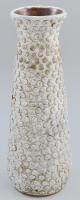 Király Károly: Hólyagos váza. Mázas kerámia, jelzés nélkül, alján zsűri címkével, m: 28,5 cm