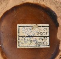 Király Károly: Hólyagos váza. Mázas kerámia, jelzés nélkül, alján zsűri címkével, m: 28,5 cm