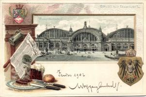 Frankfurt Railway-station Embossed Litho
