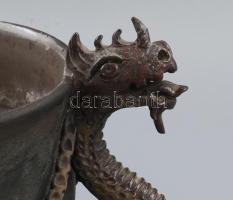 Antik kínai sárkánymintás kerámia kaspó, koronás díszítéssel, jelzéssel, kis kopottsággal, d: 18,5 c...