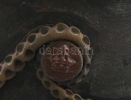 Antik kínai sárkánymintás kerámia kaspó, koronás díszítéssel, jelzéssel, kis kopottsággal, d: 18,5 c...