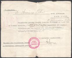 1919.VII.28. Nagykőrös, a 7. vörös huszárezred parancsnoksága által kiadott nyílt parancs, Dr. Strau...