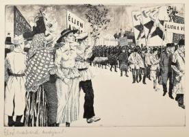 4 db munkásmozgalmi témájú rézkarc: Kórusz József (1927-2010): Szamuely Tibor. Jelzett, a lap széle ...