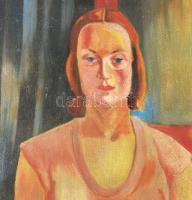 Jelzés nélkül: Női portré. Olaj, vászon, falemezre kasírozva. Kissé sérült. 90x63 cm