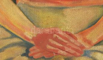 Jelzés nélkül: Női portré. Olaj, vászon, falemezre kasírozva. Kissé sérült. 90x63 cm