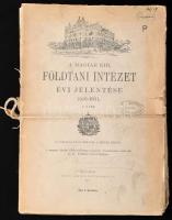 A Magyar Kir. Földtani Intézet évi jelentése 1916-ról 1.-2. rész. Bp., 1917, Fritz Ármin Könyvnyomdája. Kiadói papírkötés. Igencsak kopott állapotban, borítója szakadozott hiányos a gerincén.