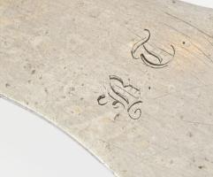 Ezüst (Ag) kanál, monogramos, jelzéssel, h: 22 cm, nettó: 71 g