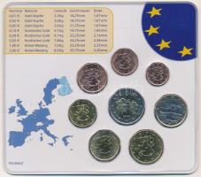 Finnország 1999-2001. 1c-2E (8xklf) forgalmi összeállítás zárt műanyag díszlapon T:UNC,AU
Finland 1...