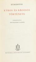 Hérodotos: Kyros és Kroisos története. Ford.: Devecseri Gábor. Bp.,1943,Hungária, 88+6 p. A borító Cseniczky Tihamér munkája. Kiadói félvászon-kötés, enyhén kopott.