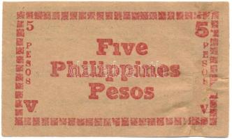 Fülöp-szigetek 1944. 5P szükségpénz, mely az emigráns kormány nevében készült T:F sérült papír Phili...