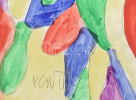 Csepeli Németh Miklós (1934-2012): Társaság. Akvarell, papír, jelezve középen lent. Lapszéli apró sz...