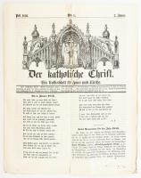 1856 Der Katolische Schrift. Pesti folyóirat. I. évfolyam I. száma. Rézmetszetű illusztrációval. Hajtásnyommal