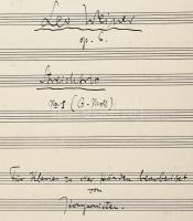 1910 Weiner Leó (1885-1960) zeneszerző saját kézzel írt kottája, egybekötve, a művész által Adler Ma...